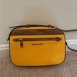 Michael Kors Mustard and Tan Crossbody Bag